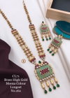 71 CL Designer Brass High Gold Meena Colour Long Set Wholesale Price In Surat
